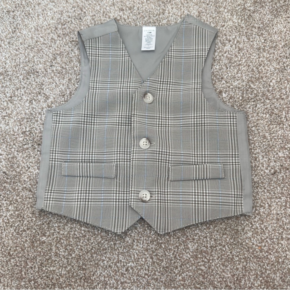 GEORGE Baby Boy Dress Plaid Tuxedo/ Suit Vest and Pants Set 12M 0020 - Picture 4 of 11
